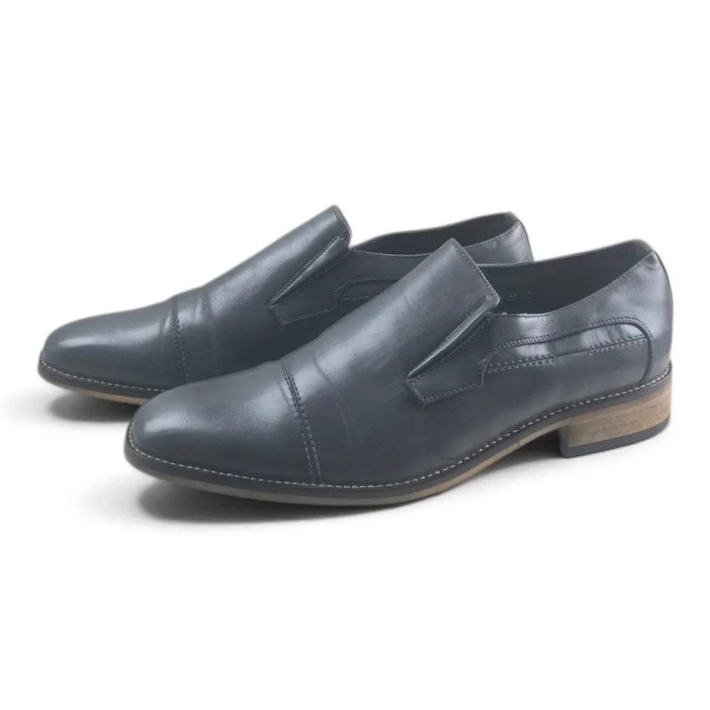 Masimo‎ Cap Toe Slip On Dress Shoes Mens 12 Gray Excellent Leather Loafers